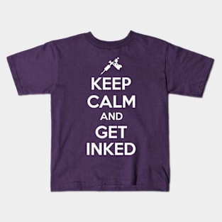 Keep calm and get inked (white) Kids T-Shirt